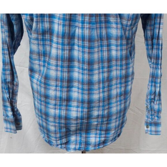 Wrangler 20X Mens Medium Blue Plaid Competition Advanced Comfort Western Shirt - Picture 9 of 12